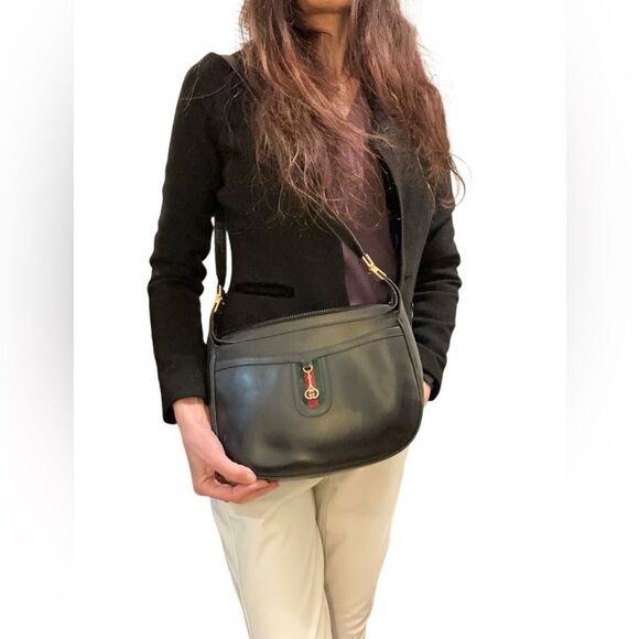 Gucci vintage leather bag web accent - Picture 1 of 16